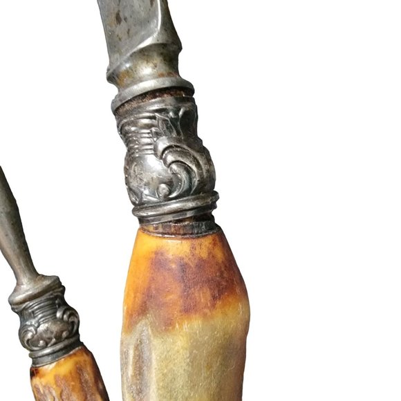 Vintage Our Very Best Antler Handle Knife Carving Set of 3 - Picture 4 of 5